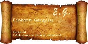 Einhorn Gergely névjegykártya